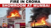 "Firefighters battling a massive blaze at Croma showroom in Bandra's Link Square Mall."