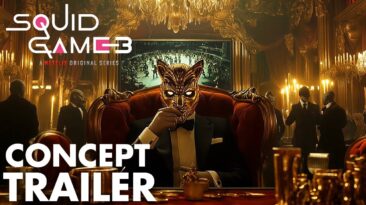 A masked Front Man overlooking a new arena in Squid Game Season 3, symbolizing the global expansion and darker twist of the upcoming series.